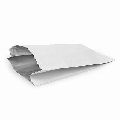 Пакет бумажный с плоским дном 145х90х310мм Фольгированный, без печати цвет Белый (х100/1000)